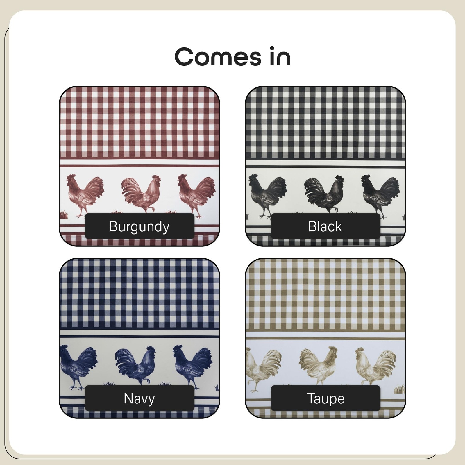 Light Filtering Printed Tier & Valance Window Curtain Set – 58 Inch Length, 3…