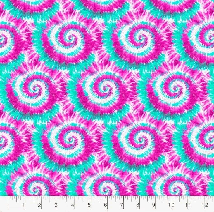 LINED WINDOW VALANCE CURTAIN 42 X 15 PINK PURPLE TURQUOISE AQUA TIE DYE