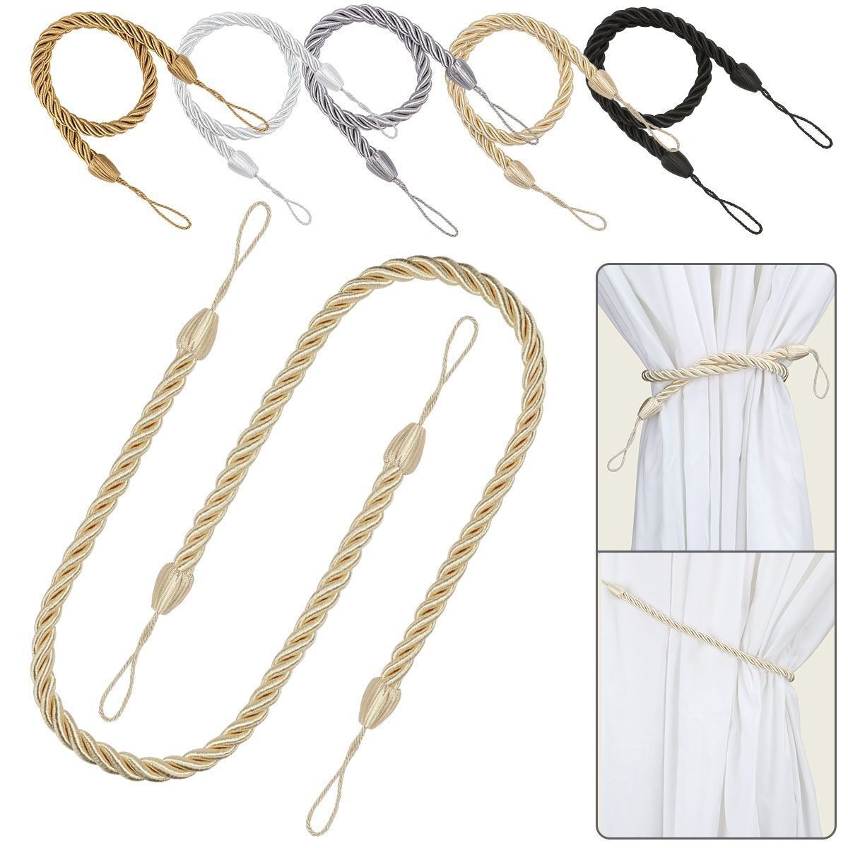 2/4X Handmade Curtain Rope Tie Backs Window Tieback Holdbacks Home Decor Durable