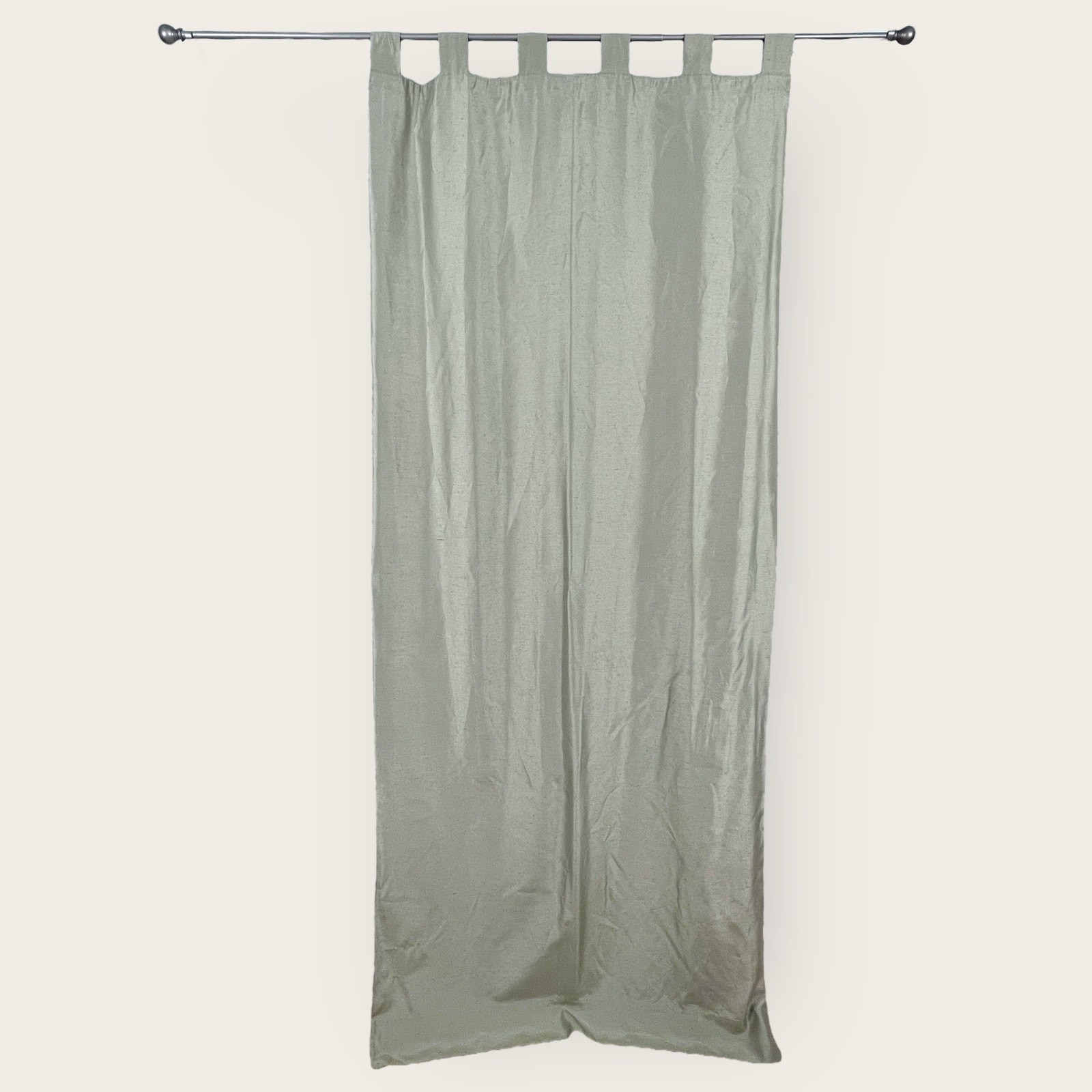 Vintage JC Penney Home Collection Sage Green Faux Duponi Curtain Panel 39″ x 93″