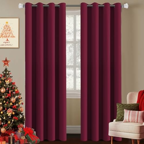 Curtains Ultra Sleep Well Microfiber Blackout 52″W x 96″L (Pack of 2) Burgundy
