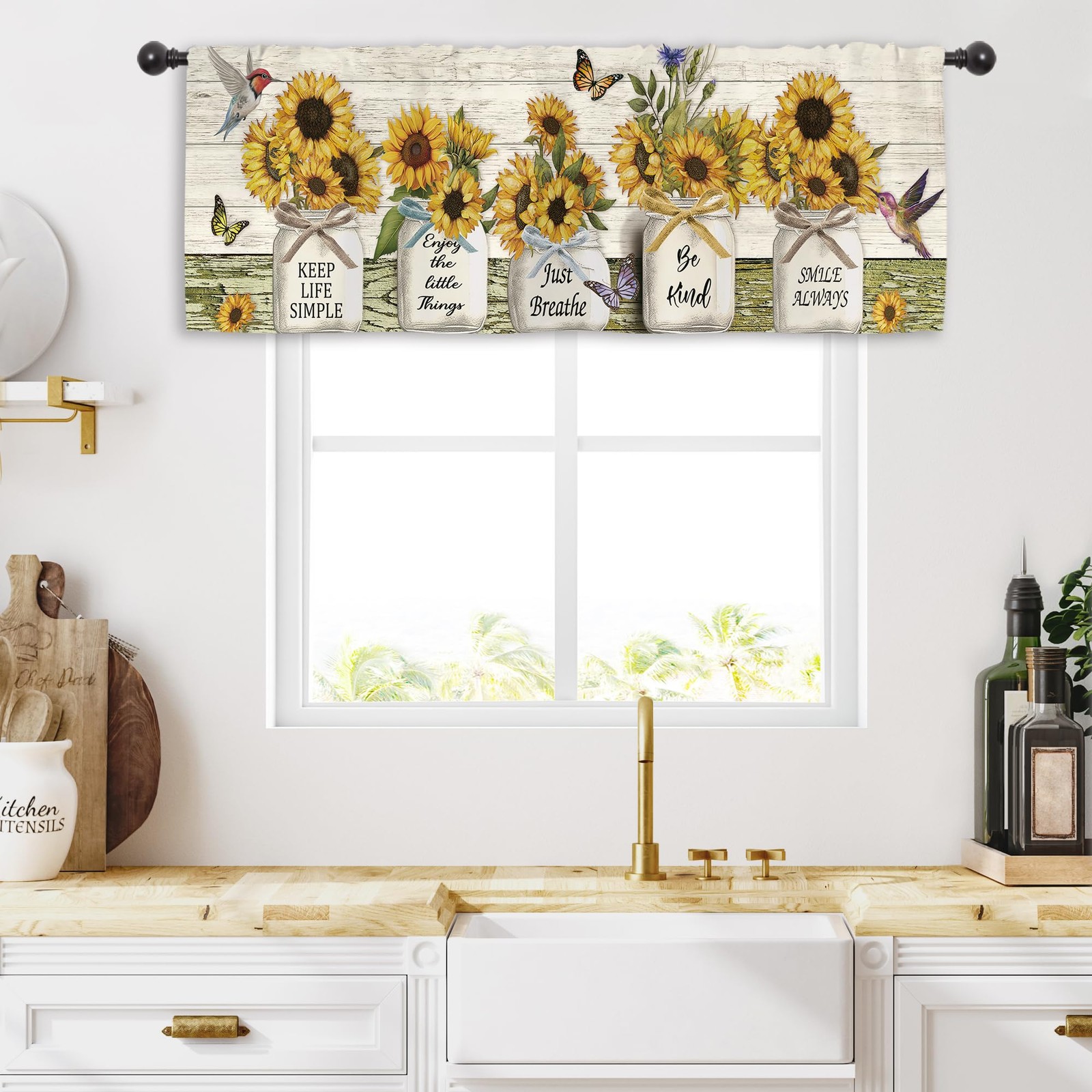 Sunflower Farmhouse Rustic 54″W x 18″L (Pack of 1) Yellow Sunflower Quotes