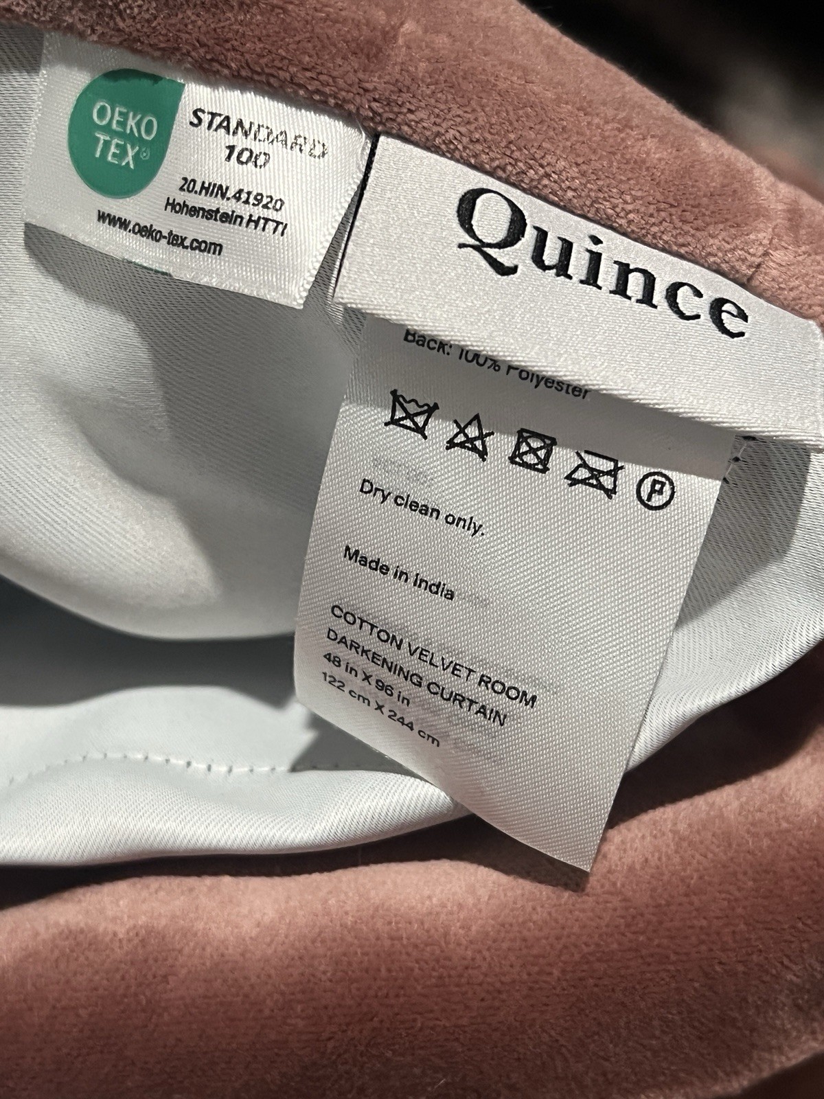 Quince Cotton Velvet Room Darkening Curtain Panel 48×96 Mauve Rod Pocket Solid