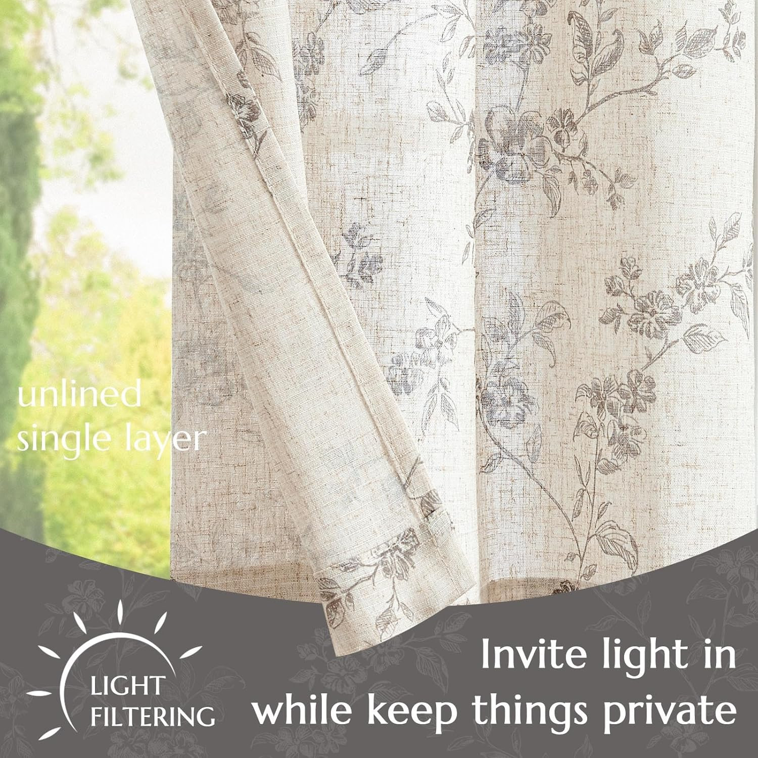 jinchan Floral Kitchen Curtains 24 Inch Linen Tier Curtains Farmhouse Cafe Half