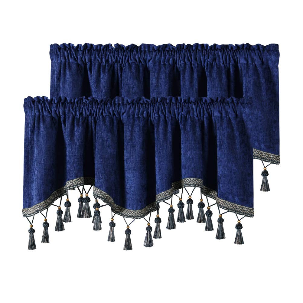 Elkca Double-Sided Chenille Window Curtains Tier For Kitchenrod Pocketroyal