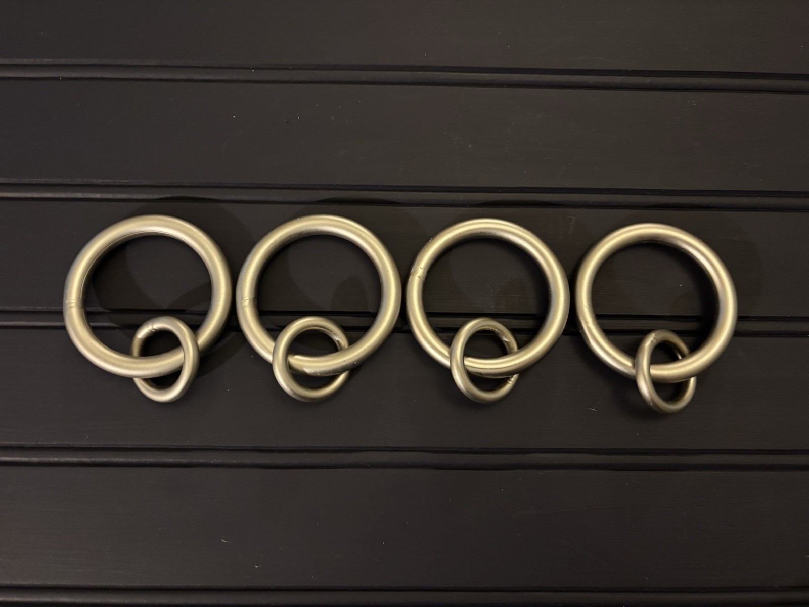 Set of 4 Pottery Barn Brushed Nickel Pewter Standard Large Double Curtain Rings