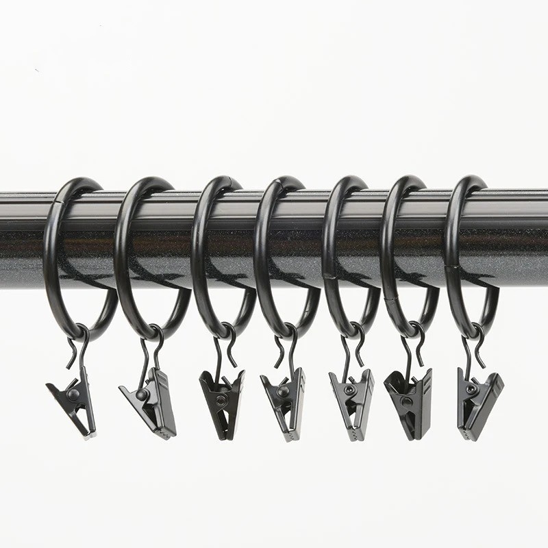 20PCS Curtain Rings with Clips Metal Drapery Hooks for 1in Curtain Rods