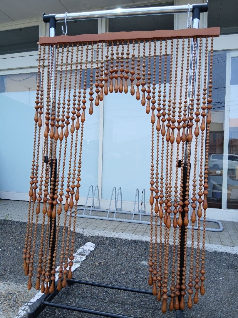 Vintage Japanese Wooden Beaded Noren Curtain Showa Retro Wood Bead Room Divider