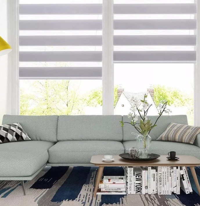 NEW Cordless Dual Layer Zebra Roller Window Blind Shade 20”W x 72” L WHITE