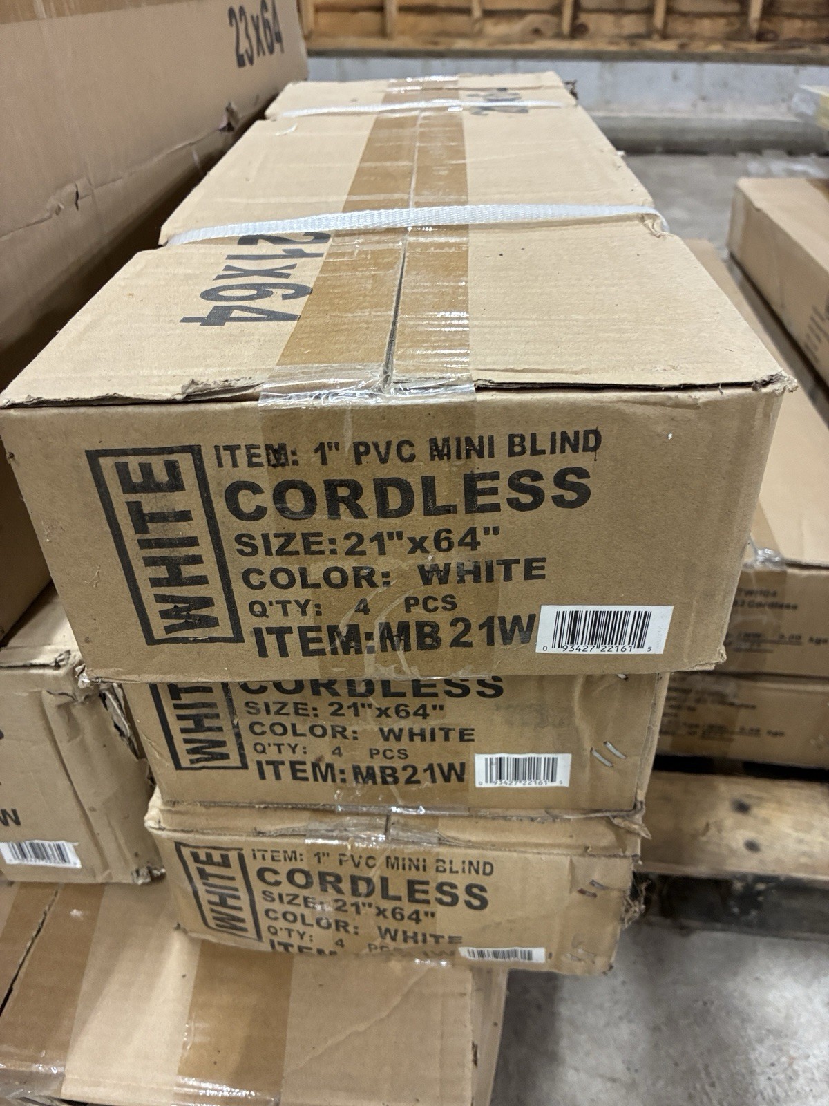 12 Count Of 1″ Vinyl White Cordless Window Blinds 21in x 64in