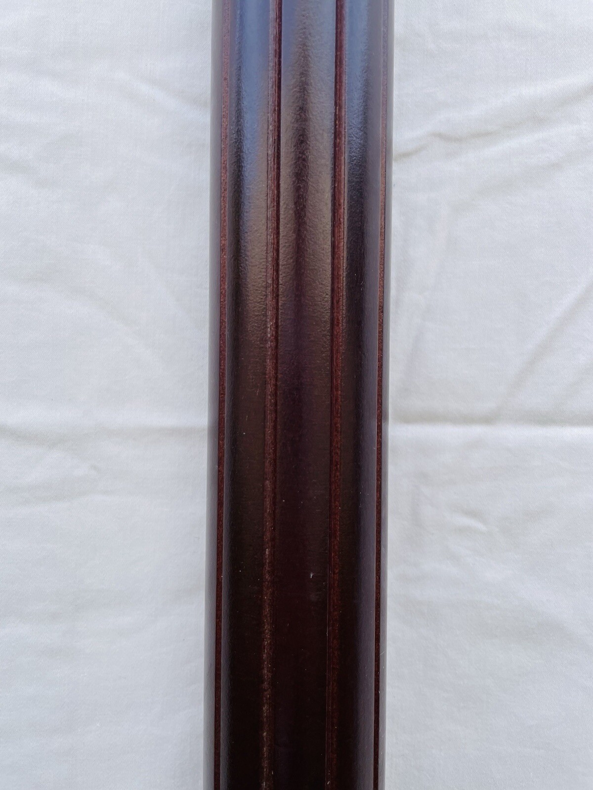 English Walnut Wood Fluted Round Drapery Rod Pole 8 feet 2 Inch Diameter
