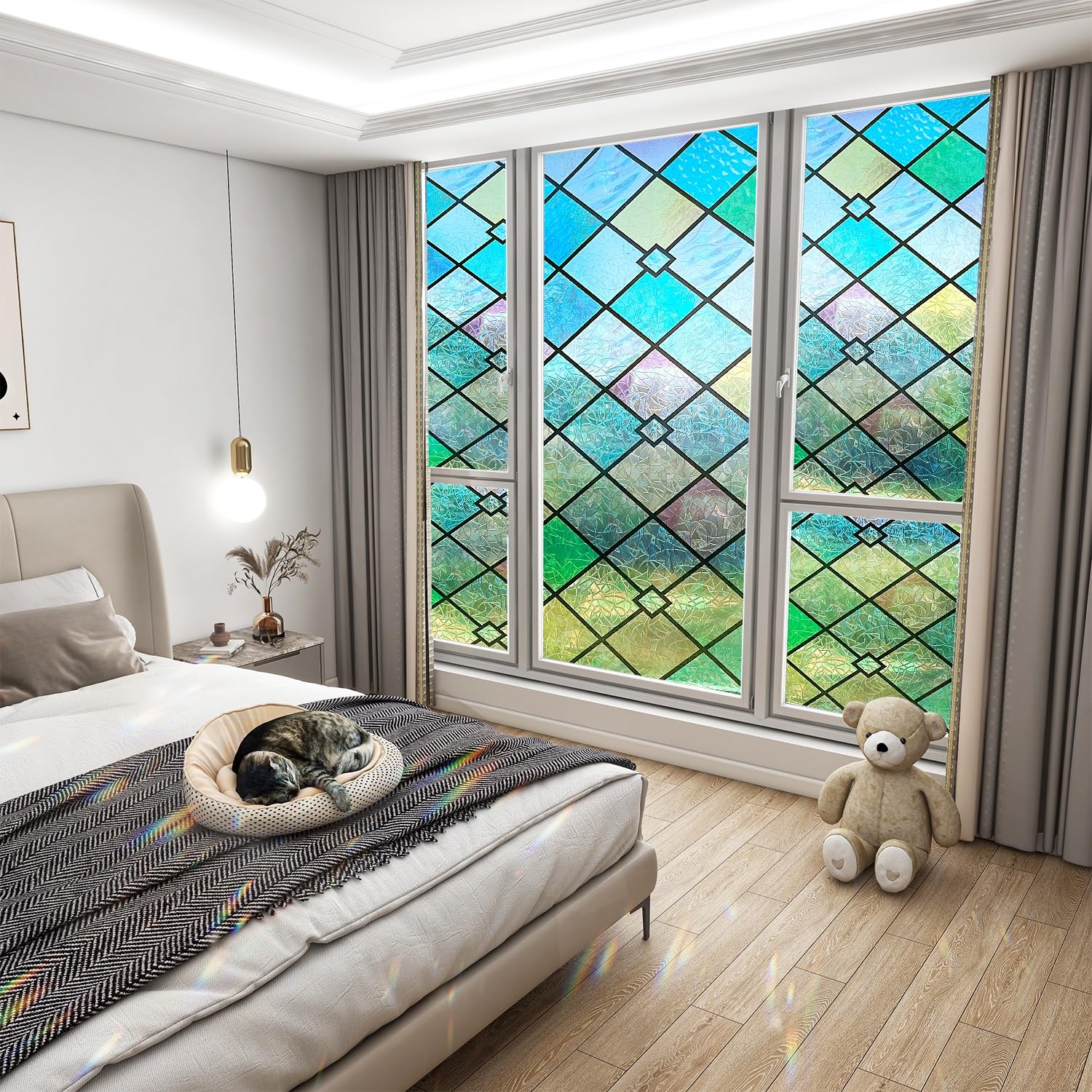 Window Privacy Film Geometric Stained Glass Window Film