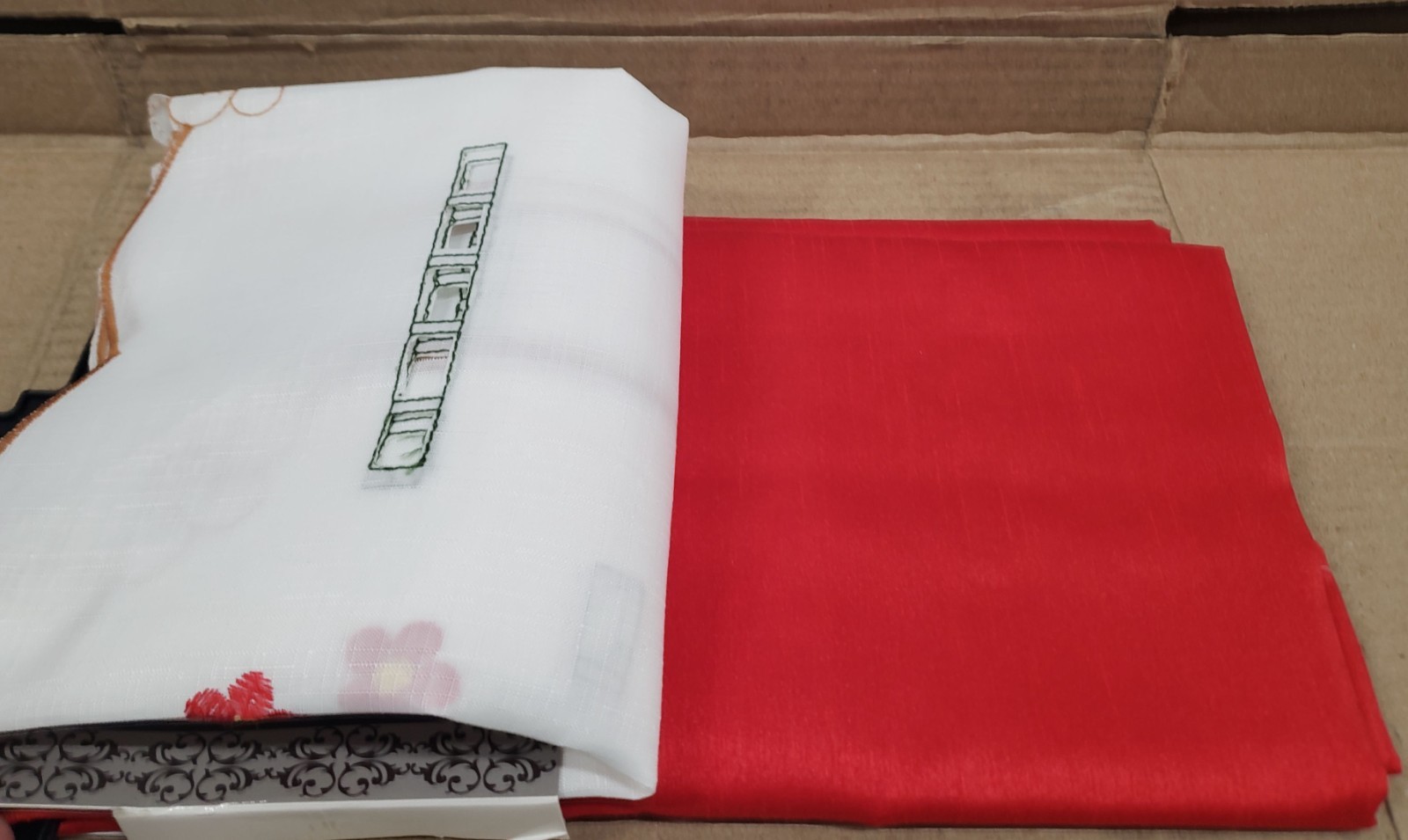 3pc. Embroidery Curtains Set: 2 Tiers & Swag, MULTICOLOR ROOSTER,RED ROOSTER,ACP