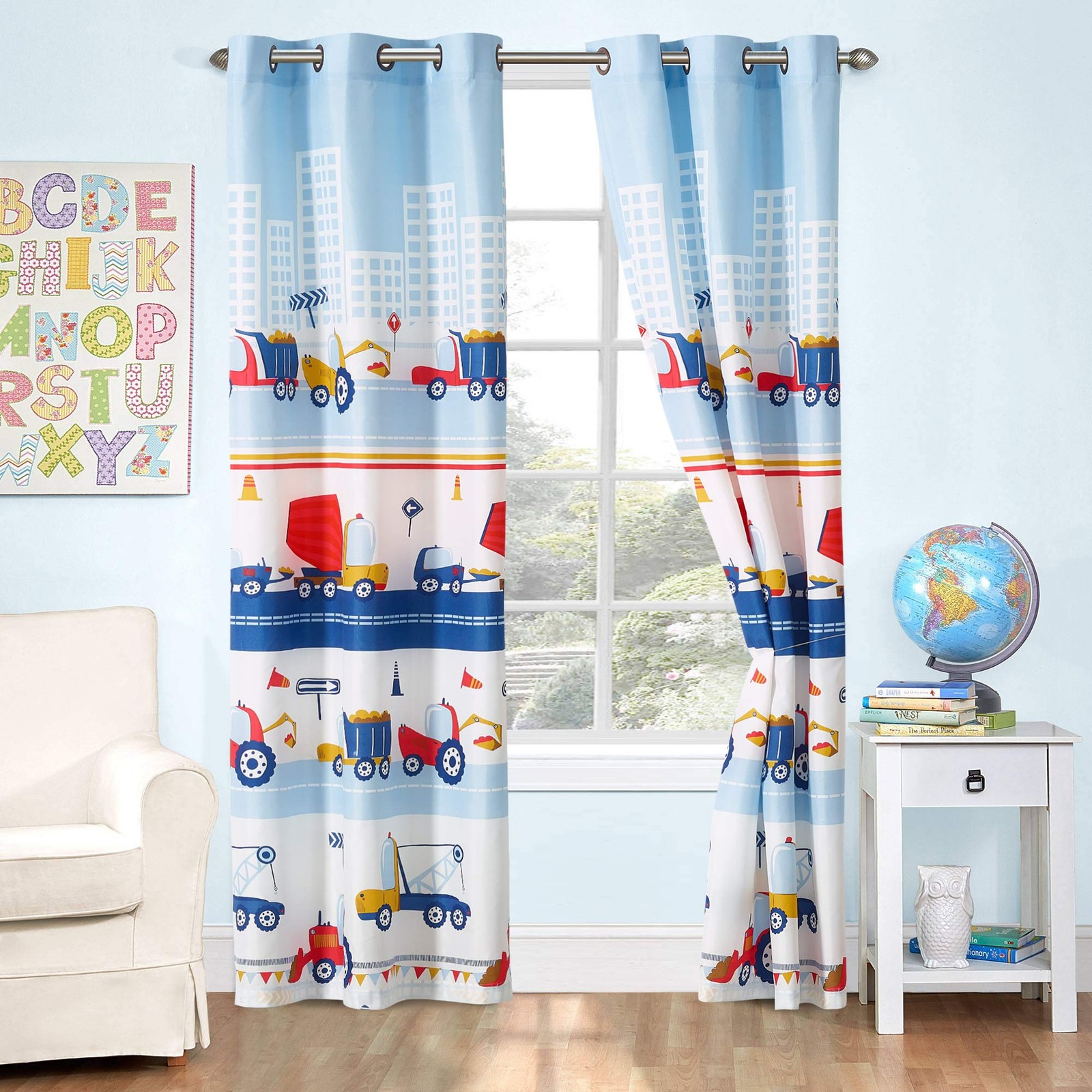 Zone Home Linen 2 Panel Curtain Set with Grommet for Boys Girls Teens Bedroom…
