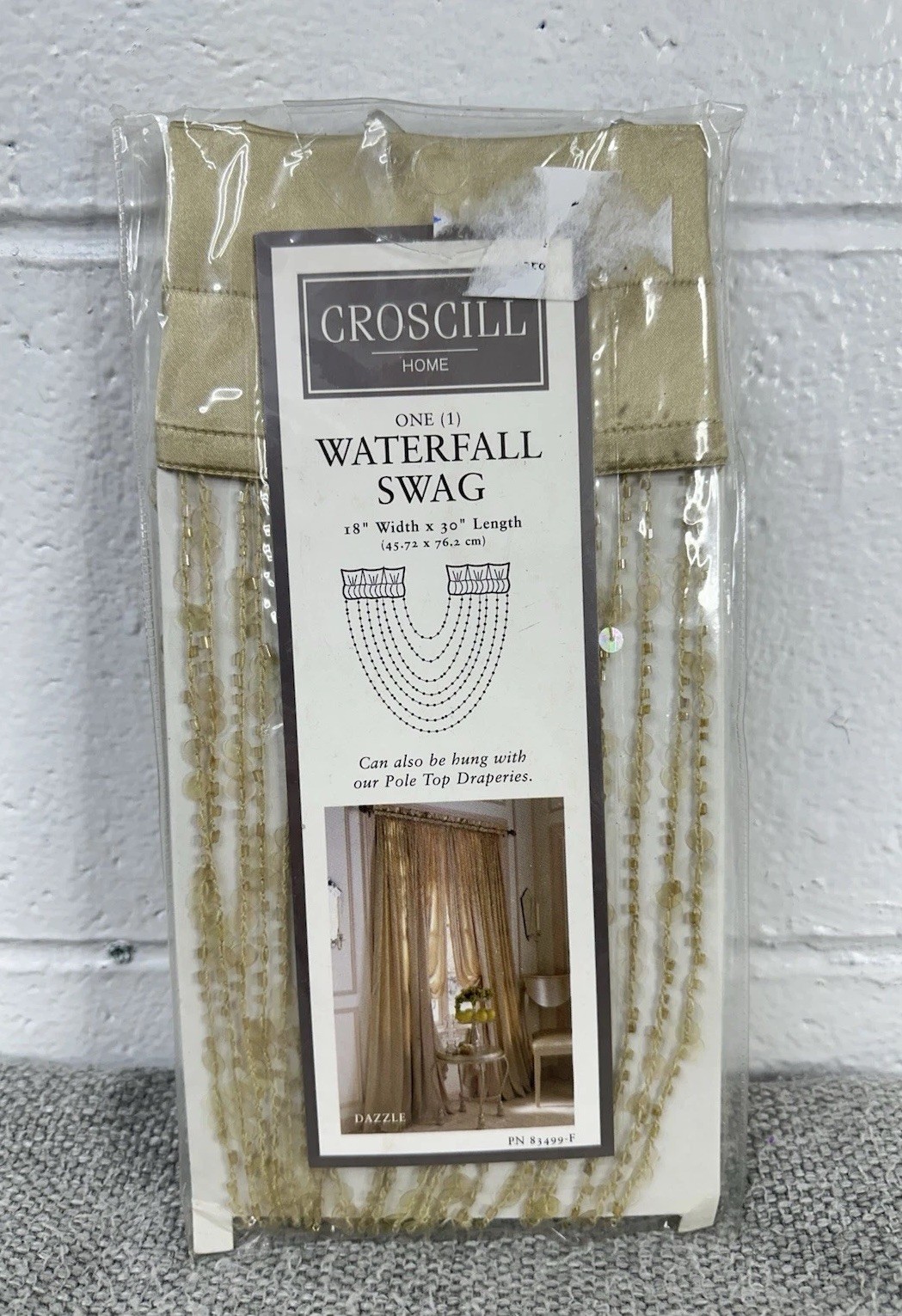 Croscill Classics Celery Dazzle Sequin Beaded Waterfall Swag 18″ x 30″ NEW