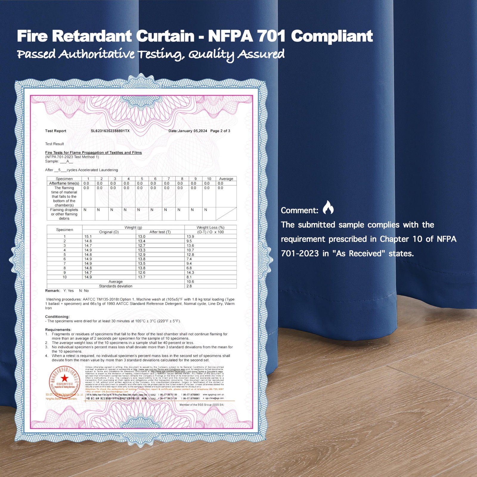 Fire Retardant Blackout Curtains Flame Resistant Curtain Room Darkening for Scho
