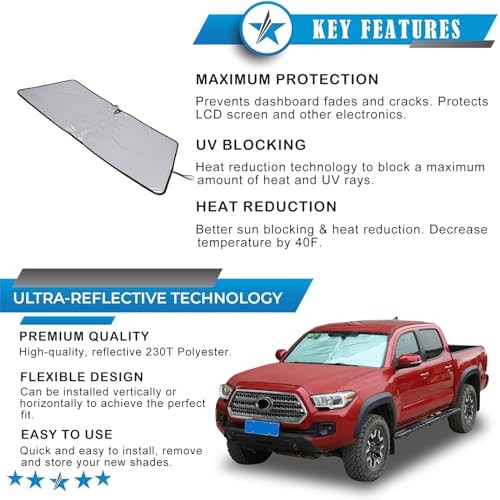 The Original Windshield Sun Shade for Tacoma 2006 Silver-coated Fabric Silver