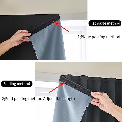 self Adhesive Portable 100%out Curtains Simple 35″W x 48″L (Pack of 1) Black