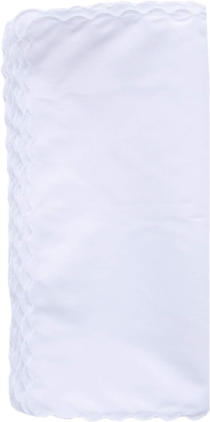 La closure Plain White 100% Cotton Handkerchiefs with Scalloped Edge 3PCS