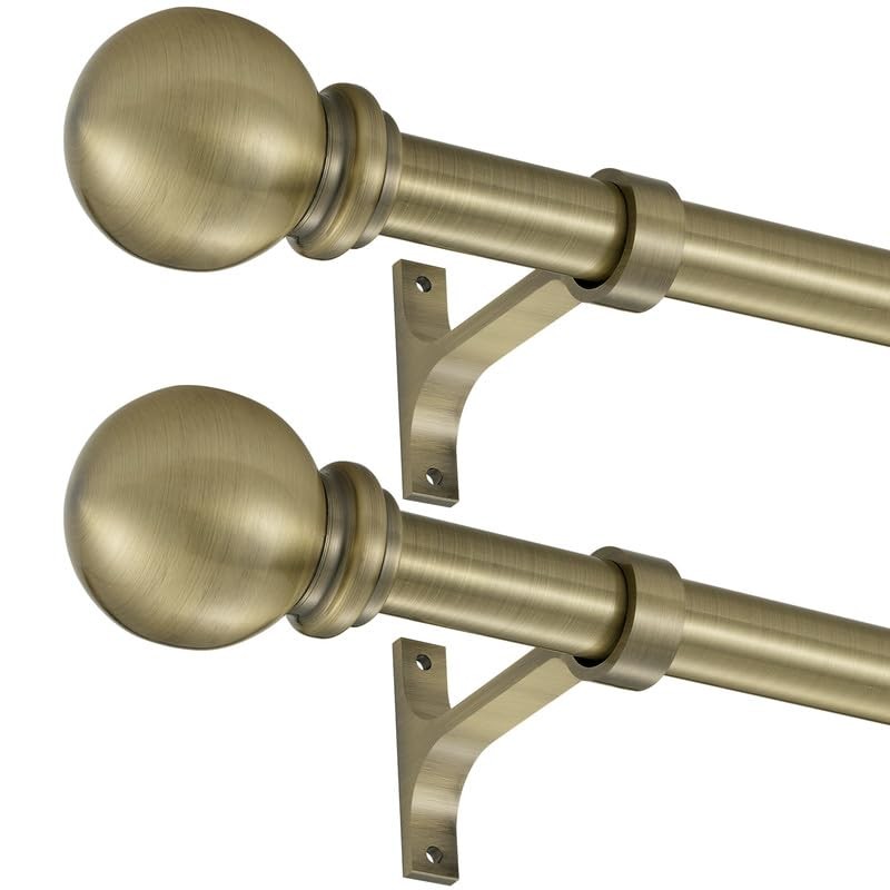 Yun Nephele Antique Bronze Curtain Rods 48-84 Decorative Curtain Rod Ball
