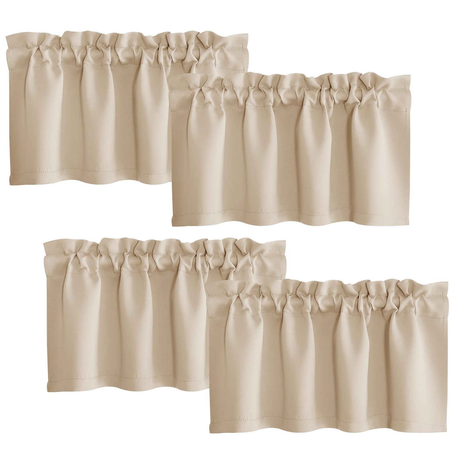 Energy Efficient Window Valance Rod Pocket Room Darkening 42×16″ 4 Panels Beige