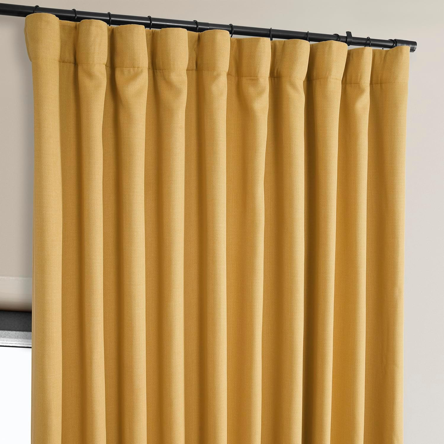 Faux Linen Curtains 100×96 Room Darkening Extra Wide Drapes Gold Panel
