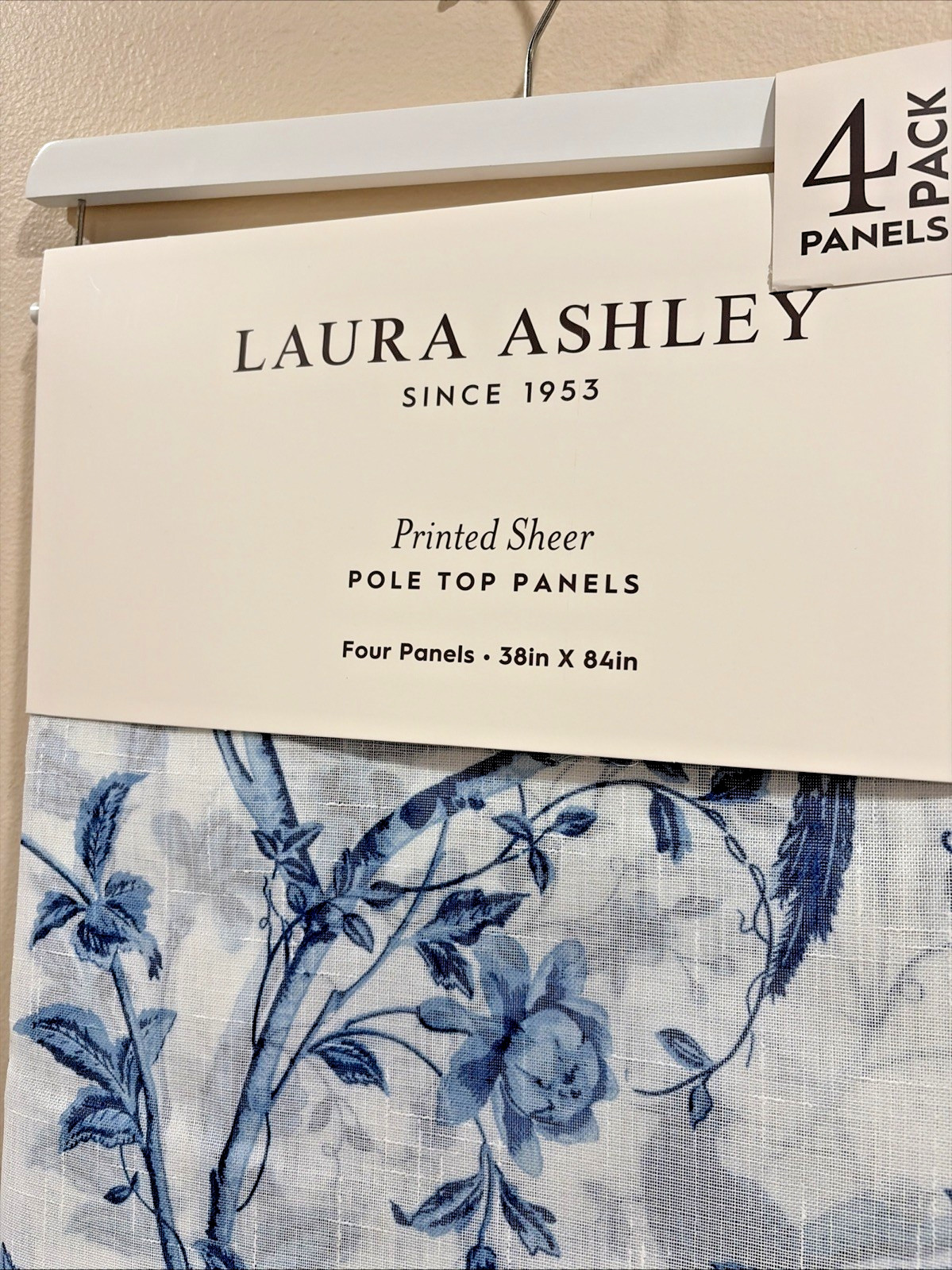 4 Laura Ashley Summer Palace Floral Birds Pole Top Window Panels Curtains 38×84”