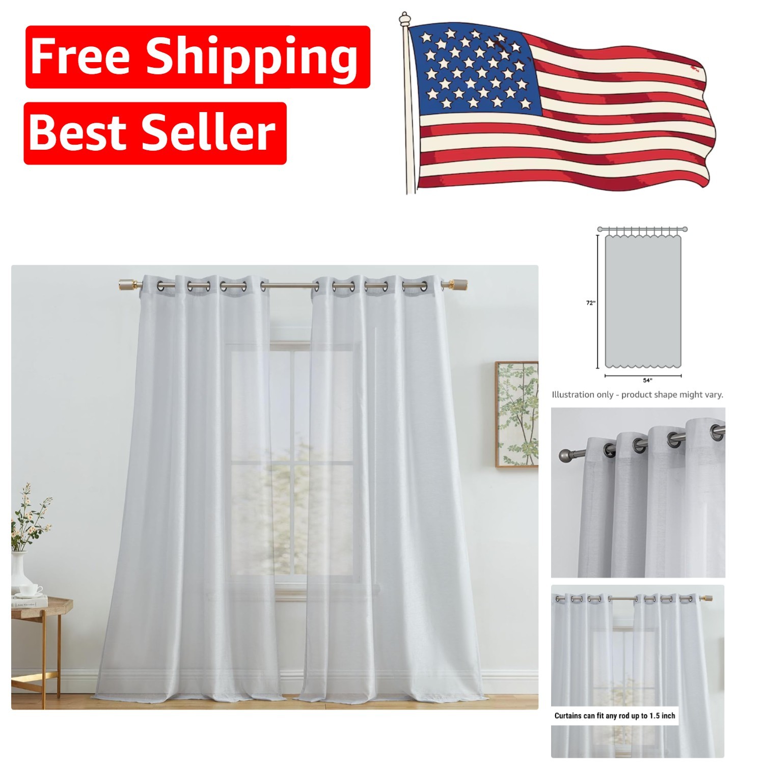 Contemporary 2-Pack Silver Grey Light Filtering Curtain Panels – 54 W x 72 L