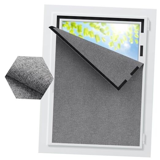 BKSAI Window Blackout Curtains Fabric Cotton-Linen 57″W x 39″L (Pack of 1) Grey