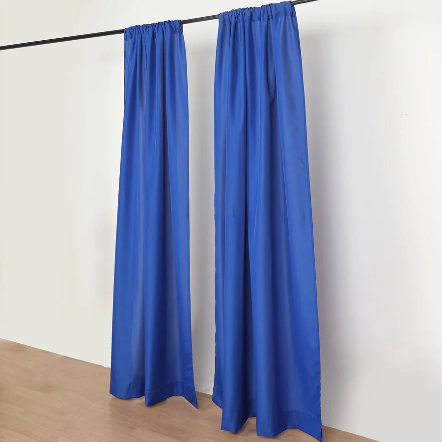 ROYAL BLUE 2 Drapery Panels 8 ft Polyester Backdrop CURTAINS Rod Pockets Party