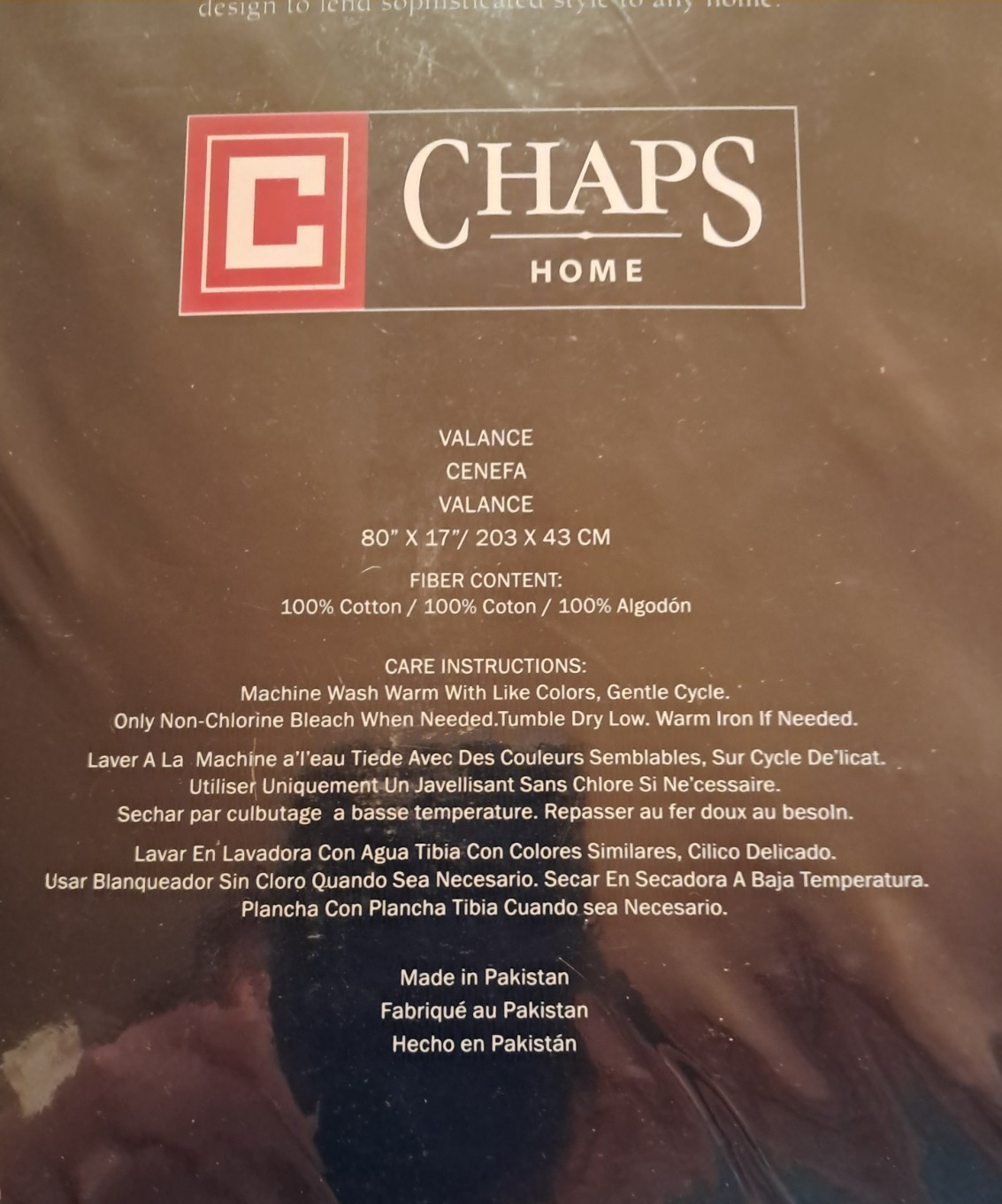 NEW CHAPS RALPH LAUREN SUMMERTON VALANCE – 80″ x 17″ – BROWN PLAID EDGING
