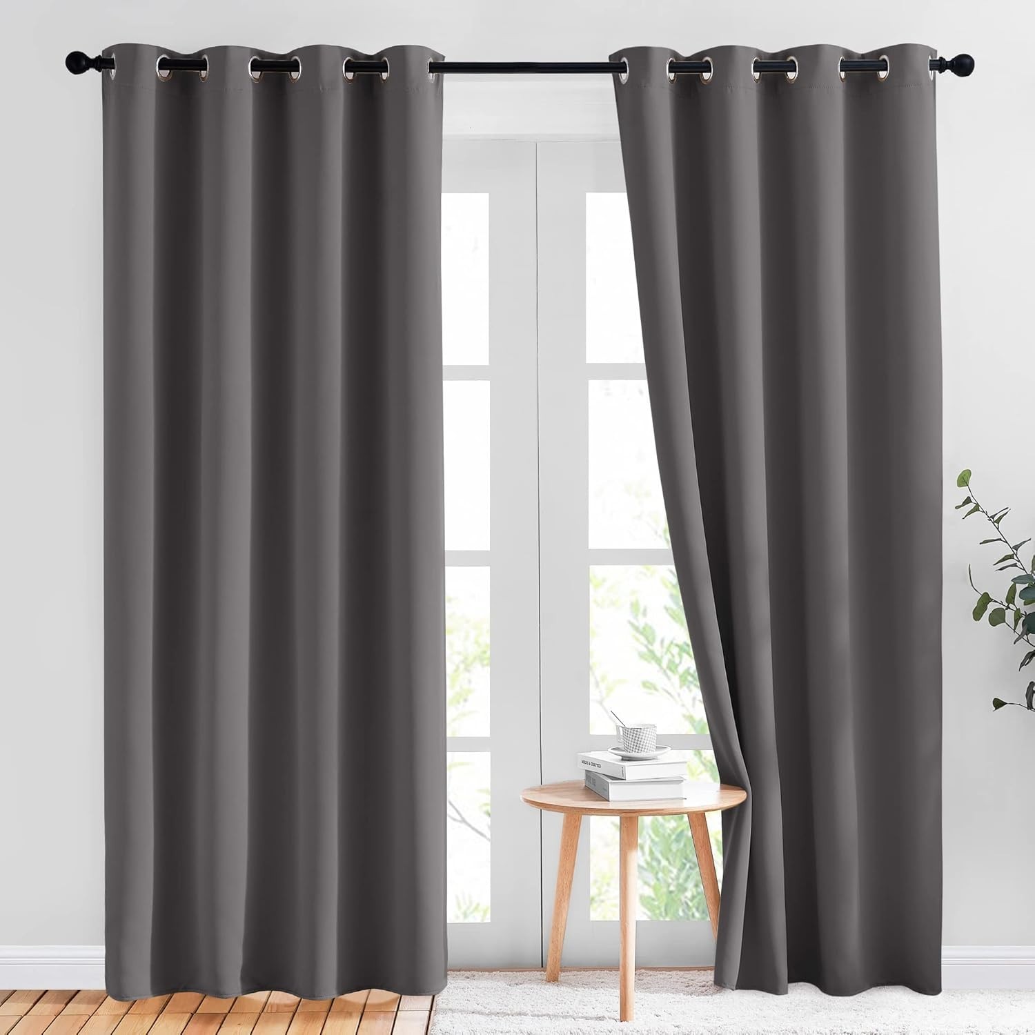 Contemporary Gray Blackout Curtains – 2 Panels 52″W x 84″L for Ultimate Privacy