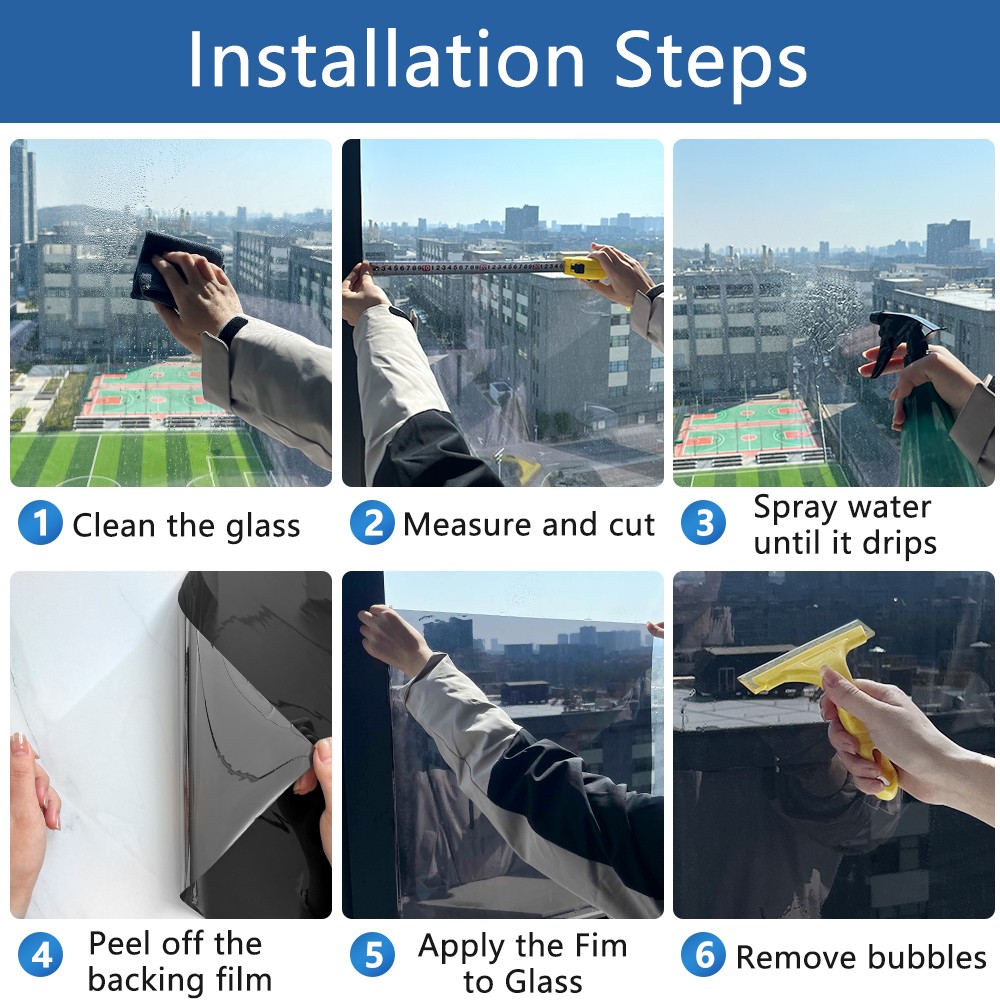 One Way Mirror Window Film Privacy Heat UV Reflective Control Tint for Office
