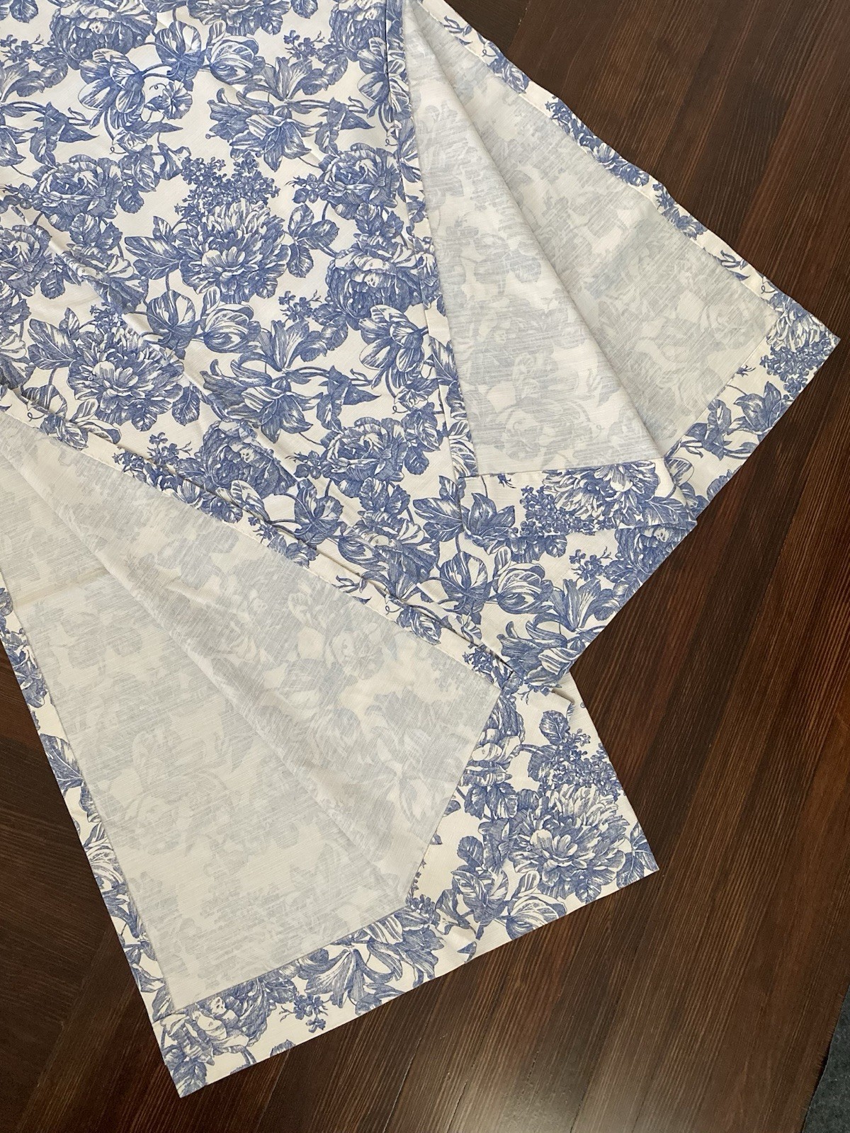 Waverly Garden Room Blue Garden Toile 2 Curtain Panels Unlined Pre Owned. Vguc
