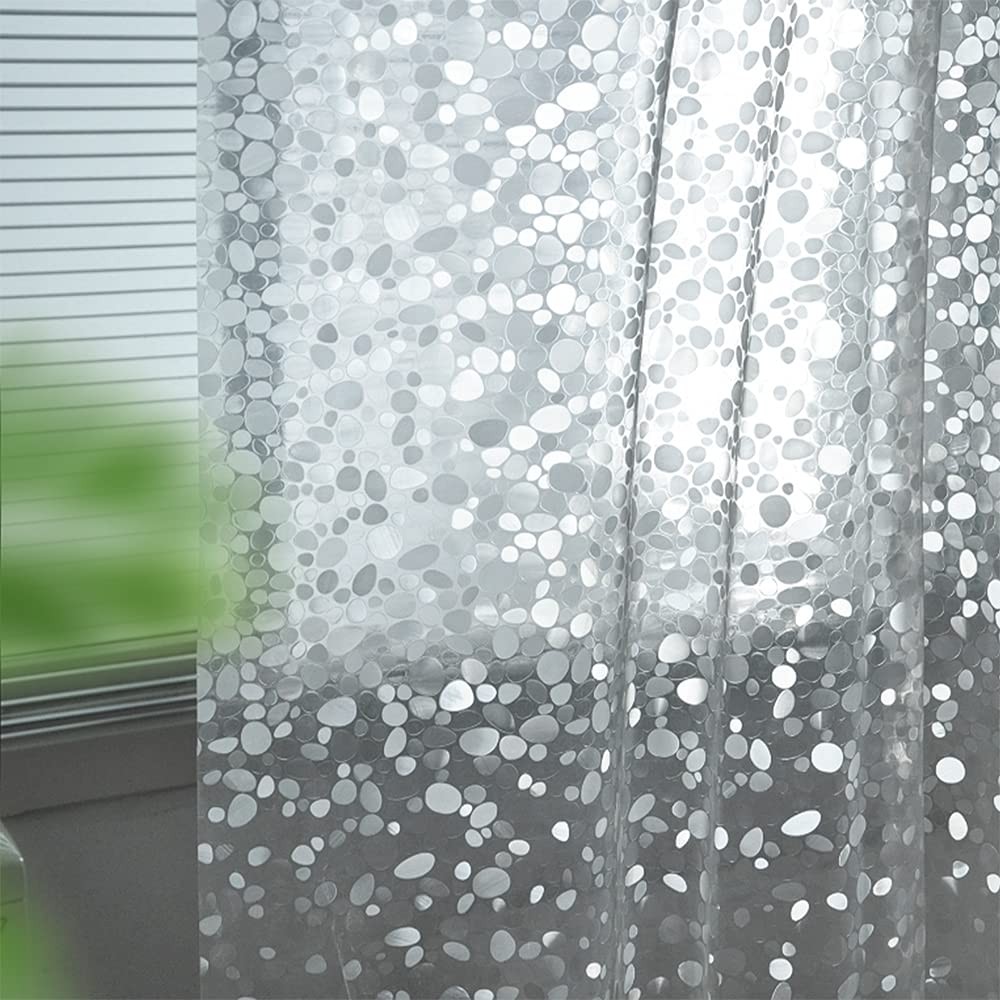 Ga-Geetopia EVA Clear Thin Shower Curtain 72″W x 72″L (Pack of 1), 3d Pebbles