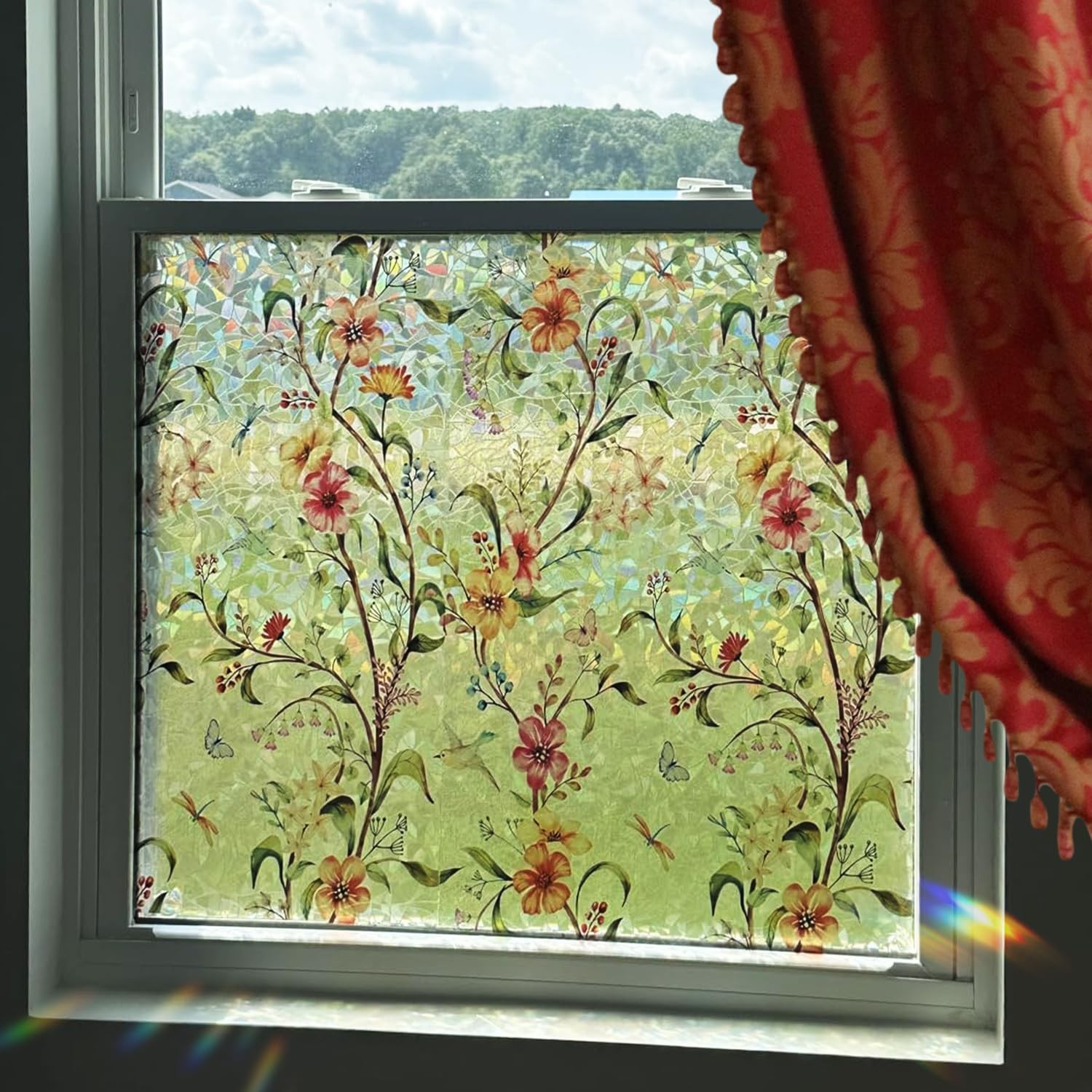 Decorative Window Privacy Film, 17.7″x78.7″, UV-Resistant Static Cling Sticke…