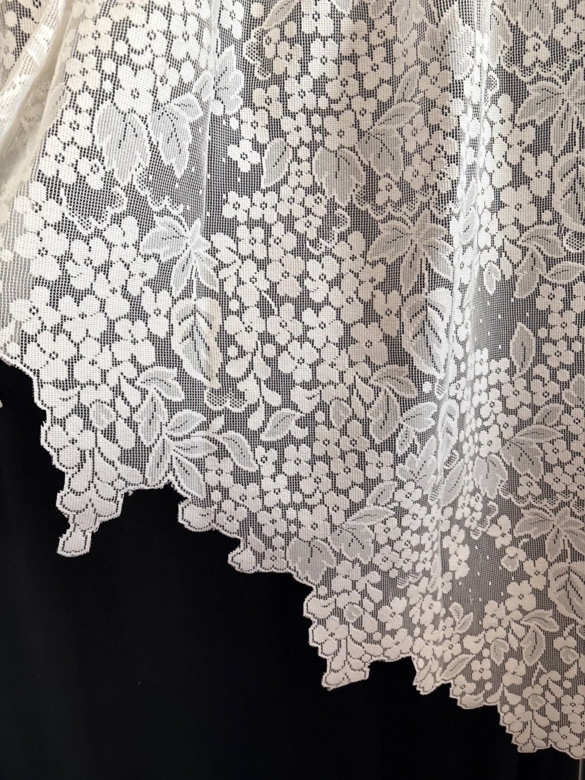 Sheer Floral Lace Cream Curtain Swag 72″W x 39″L Elegant Window Treatment