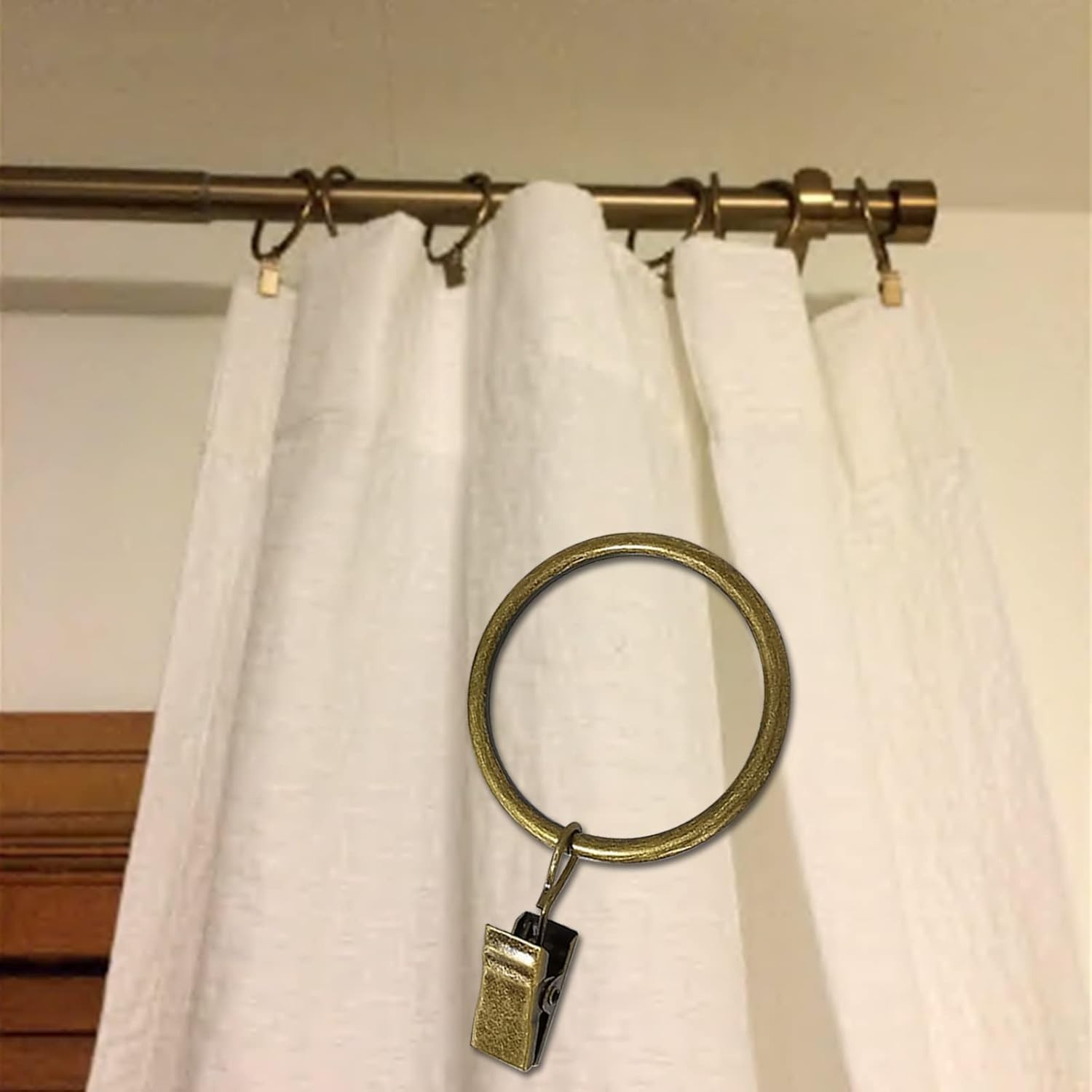 Durable 100 Pack Bronze Drapery Clip Rings – Supports Heavy Curtains, 1.5 in ID