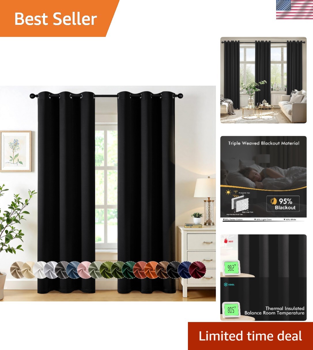 Quality Blackout Curtains – 2 Panel Set 40×84 Inch for Ultimate Privacy