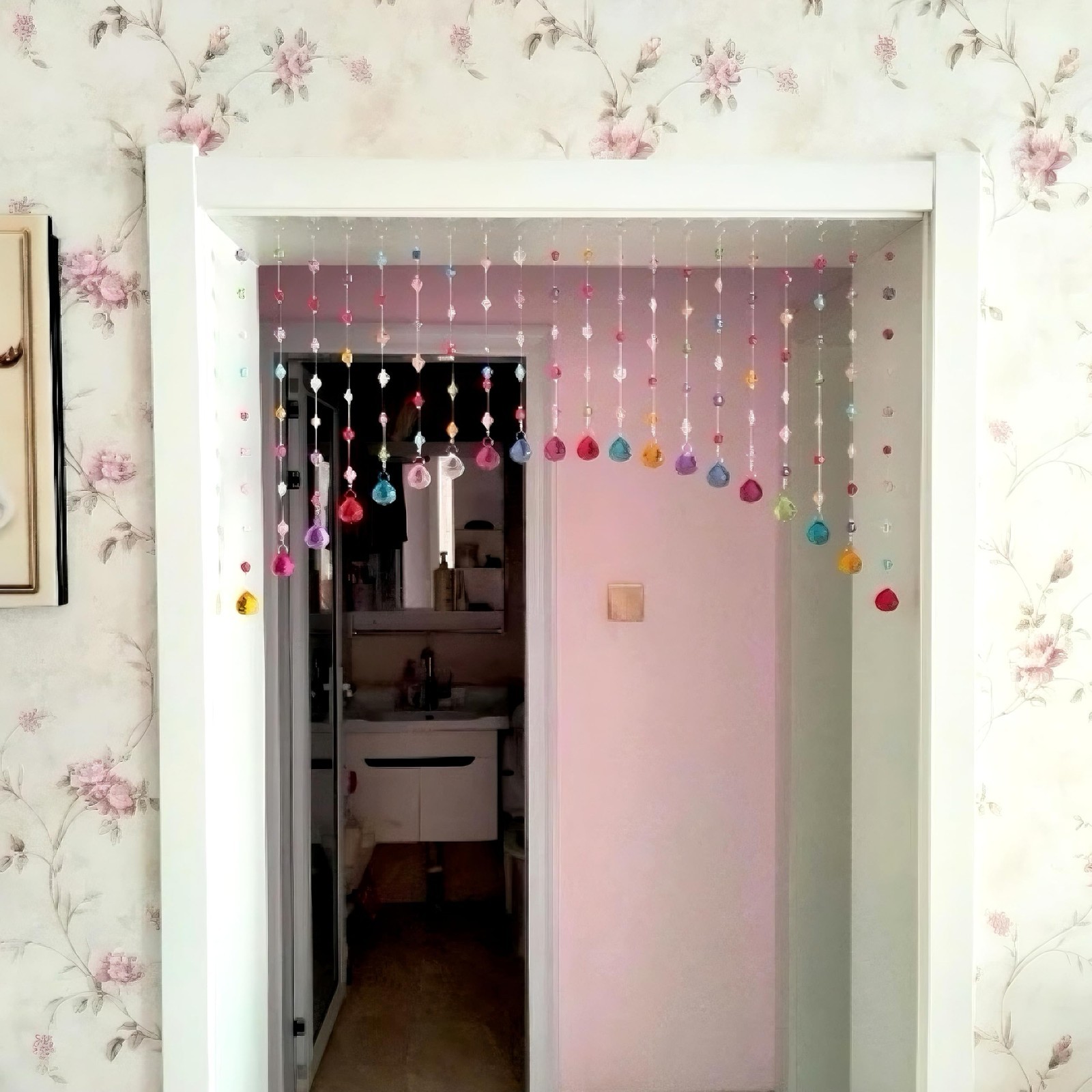 Multicolor Crystal Beaded Curtain, Acrylic Ball Door Decor, Rainbow String Room