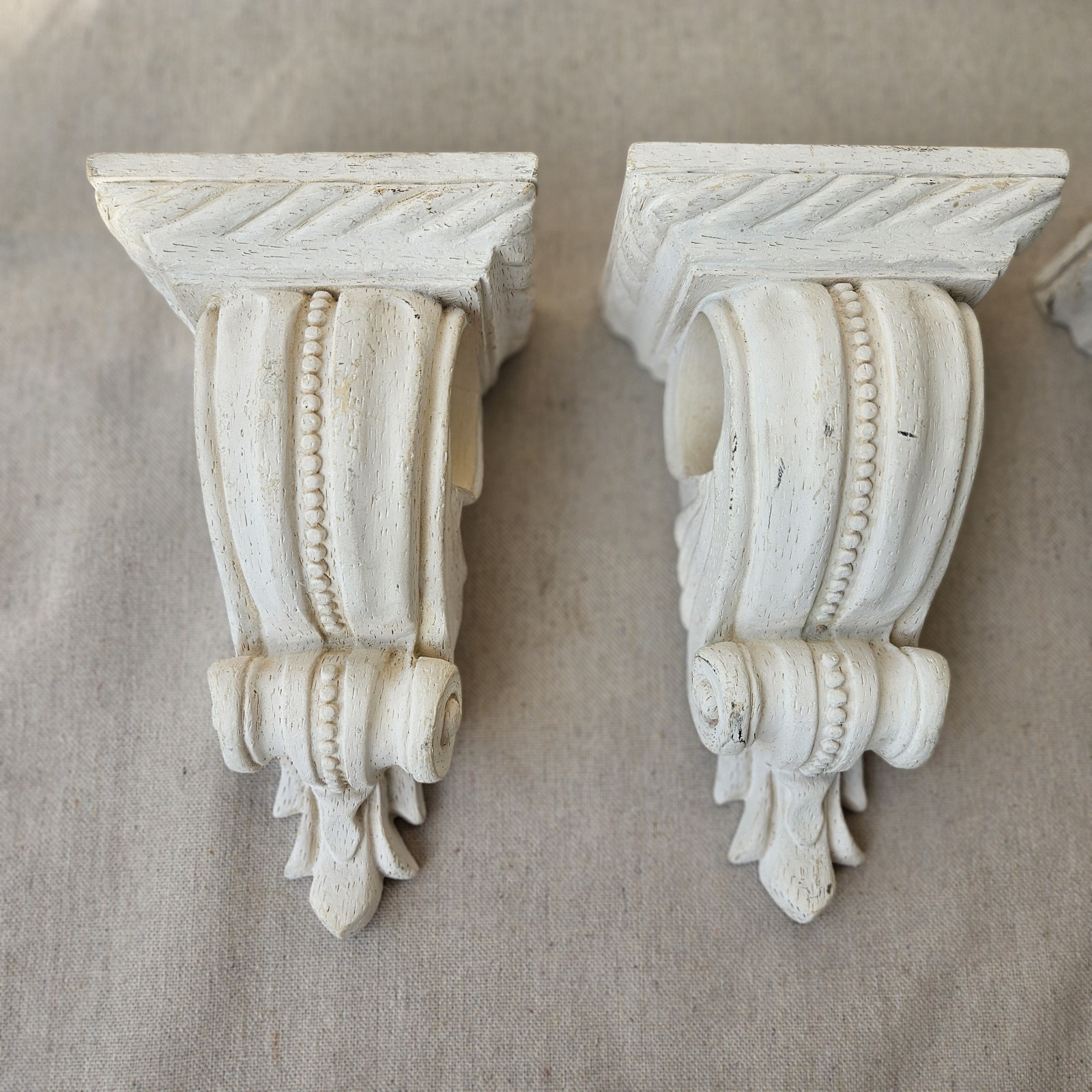 Set Of 4 Decorative Corbels Curtain Rod Holders Ivory Window Decor