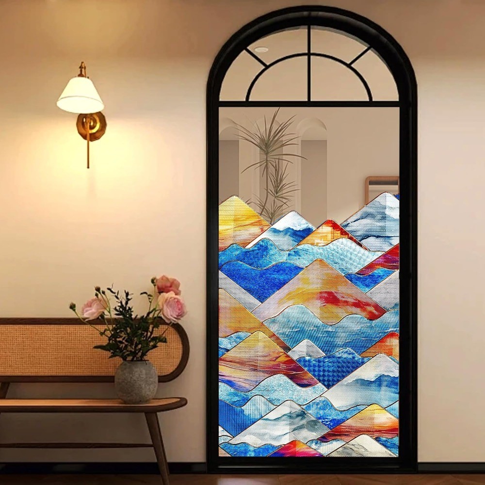 Rainbow Window Film Privacy Stained Glass Decorative Cling Peel and Stick