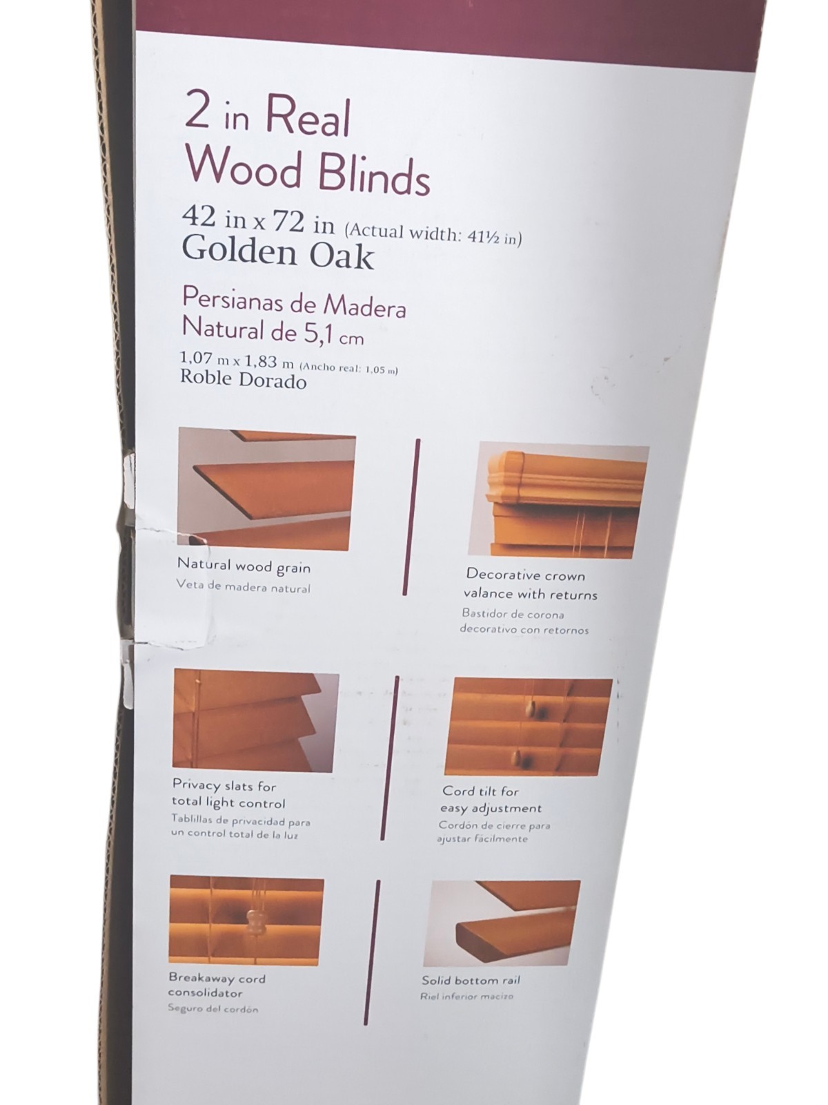 Home Decorators Collection Real Wood 2 Inch Blinds Golden Oak 42×72 Inches