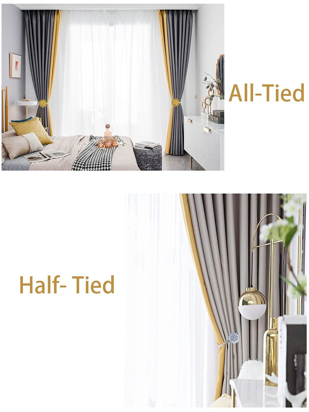 Magnetic Curtain Tiebacks, 2 Pack Crystal Flower Clips for Home Decor