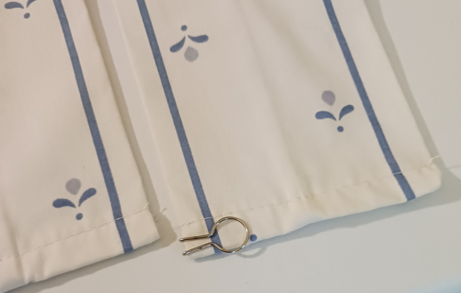 LAURA ASHLEY Bembridge Curtains Cream Blue Pinch Pleated Lined 1 Pair 2 Panels