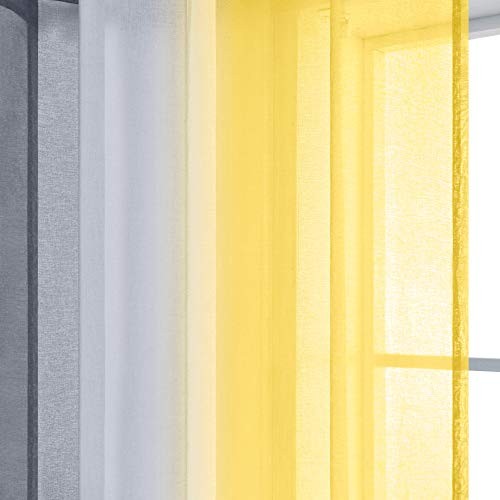 Kitchen Curtains Grey and Lemon Yellow Summer Decor Ombre 50×45 Yellow and Gray