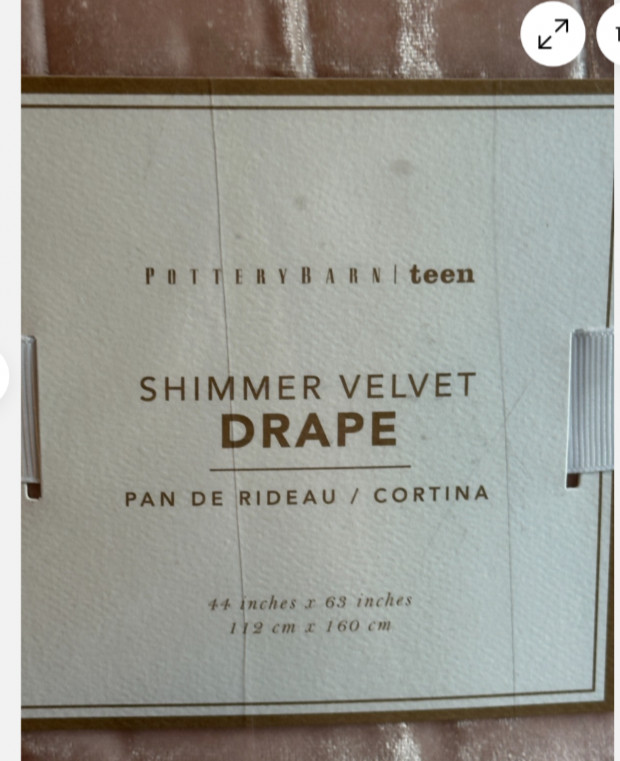 Set/2 Pottery Barn Teen 44×84” Shimmer Velvet Tie Top Drapes Blush Pink