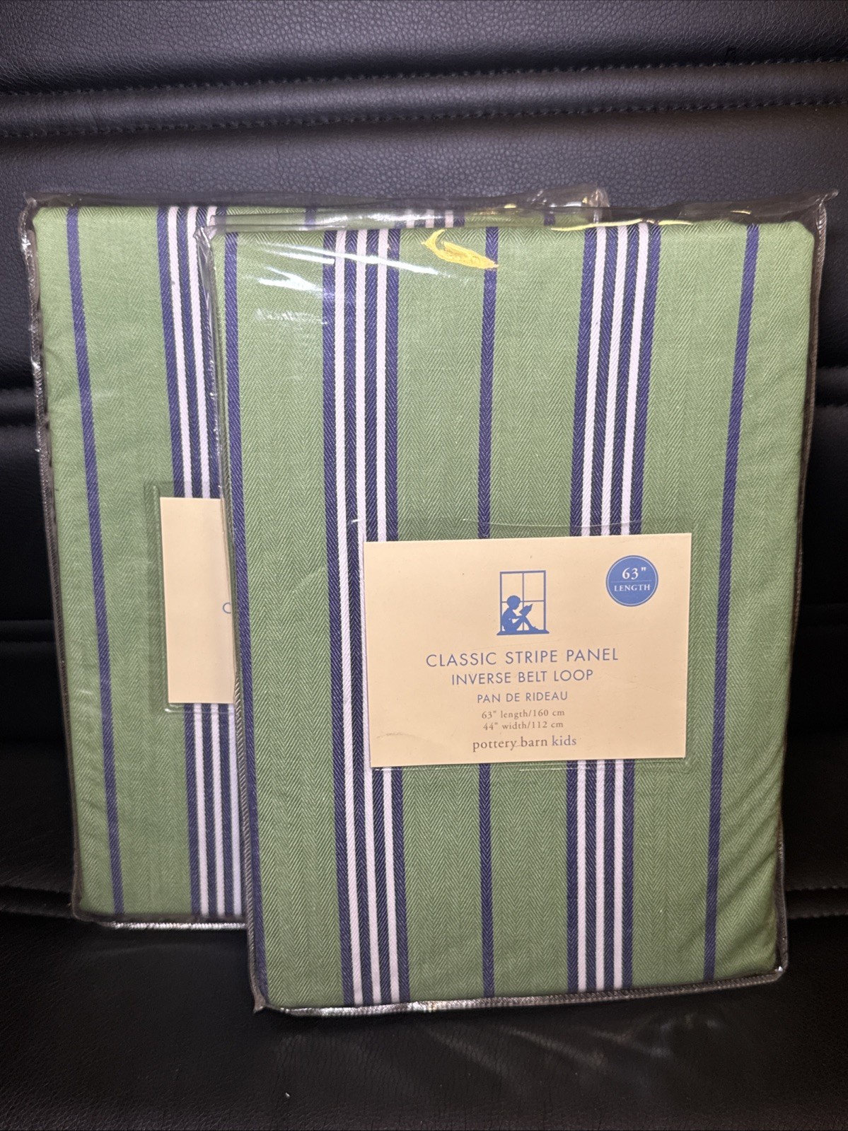 2 GREEN Pottery Barn Kids Classic Stripe Panel Inverse Belt Loop 63″ L / 44″W