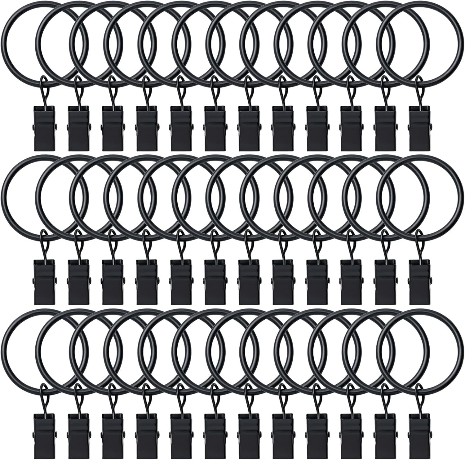 36 Pack Curtain Rings with Clips, Drapery Clips with Rings, Hangers Drapes Rings