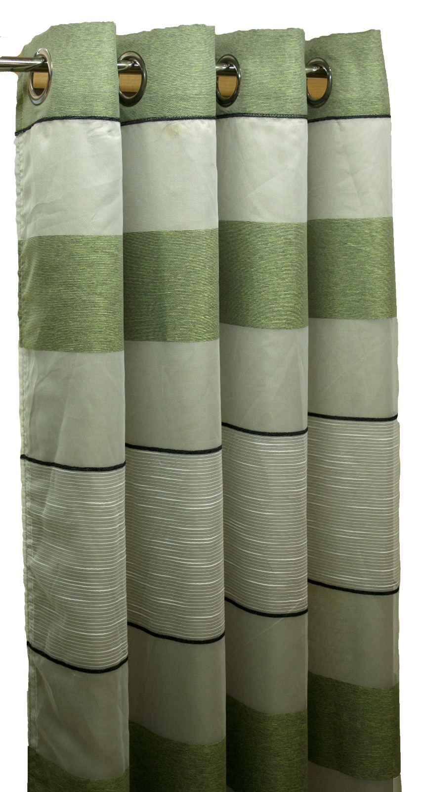 One Modern Look sheer panel Cream/green With Linning, 96″ by 60″+ 8 grommets